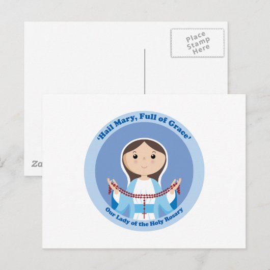 Onze dame van de Rosary Briefkaart (Voorkant / Achterkant)