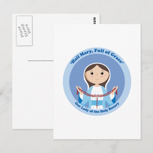 Onze dame van de Rosary Briefkaart (Voorkant / Achterkant)