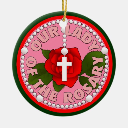 Onze dame van de Rosary Keramisch Ornament (Voorkant)