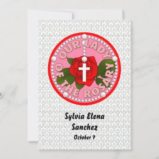 Onze dame van de Rosary nodigt uit Kaart (Voorkant)