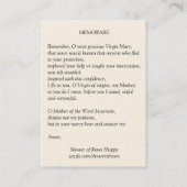 Onze dame van de Rosary Prayer Memorare Heilige Ka Visitekaartje (Achterkant)