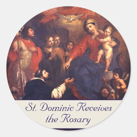 Onze dame van de Rosary Ronde Sticker (Voorkant)