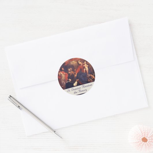 Onze dame van de Rosary Ronde Sticker (Envelop)