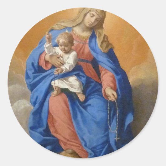 Onze dame van de Rosary Ronde Sticker (Voorkant)