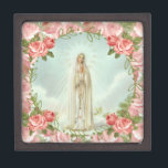 Onze dame van Fatima Heilige Rosary Roses Jewelry Premium Bewaar Doosje<br><div class="desc">Dit is een mooi traditioneel oud beeld van Onze Vrouw van Fatima,  Onze Vrouwe van de Rosary met roze rozen.</div>