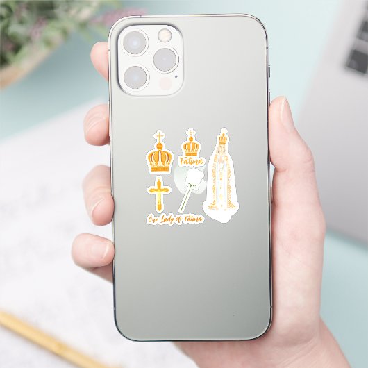 Onze dame van Fatima kroon Sticker (Telefoon)