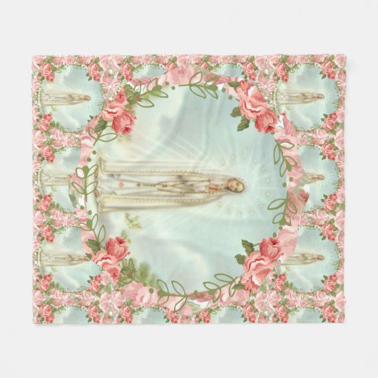 Onze dame van Fatima Roses Fleece Deken (Voorkant (Horizontaal))