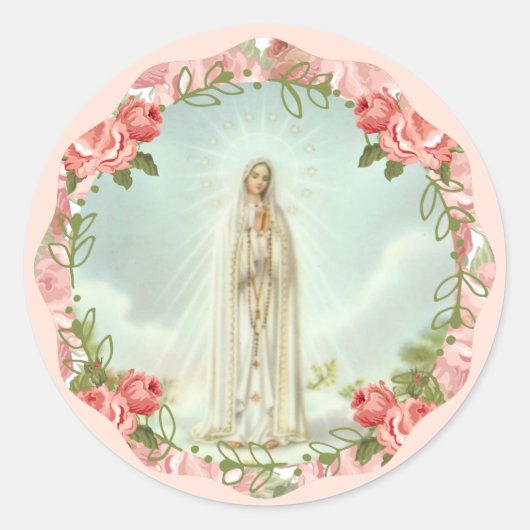 Onze dame van Fatima Roses Ronde Sticker (Voorkant)