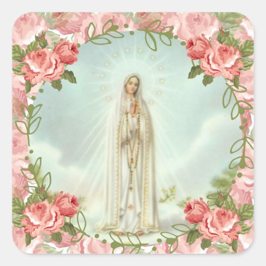 Onze dame van Fatima Roses Vierkante Sticker (Voorkant)
