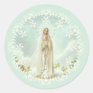 Onze dame van Fatima White Lace Ronde Sticker