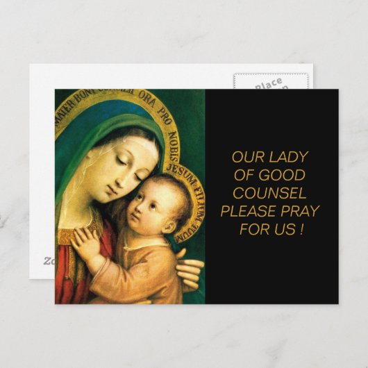 onze dame van goede raad bidt u alstublieft voor o briefkaart (Voorkant / Achterkant)