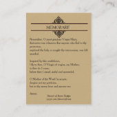 Onze dame van Grace Memorare Heilige Kaart Visitekaartje (Achterkant)