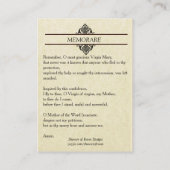 Onze dame van Grace Memorare Heilige Kaart Visitekaartje (Achterkant)