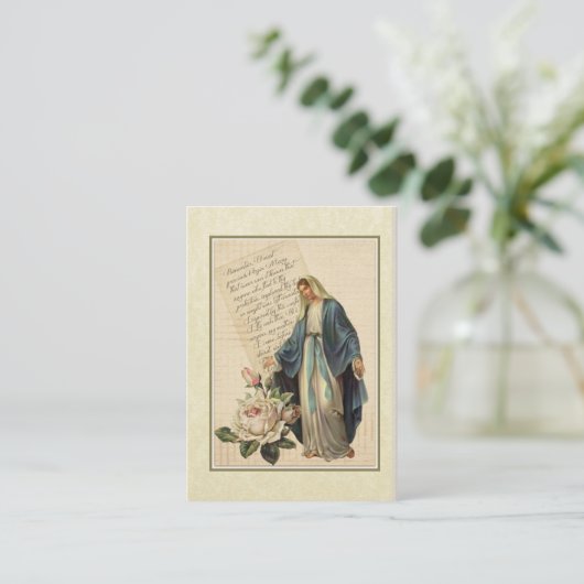 Onze dame van Grace Memorare Heilige Kaart Visitekaartje (Staand voorkant)