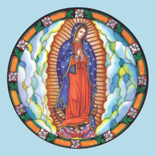 Onze dame van Guadalupe die de Maagd Mary Heaven h Ronde Sticker