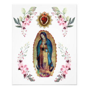 Onze dame van Guadalupe, een heilig hart van Jezus Foto Afdruk