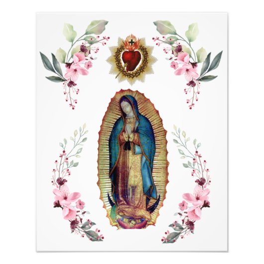 Onze dame van Guadalupe, een heilig hart van Jezus Foto Afdruk (Voorkant)