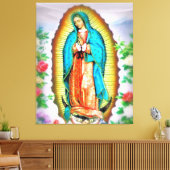 Onze dame van Guadalupe Floral Canvas Afdruk (Insitu (Woonkamer))