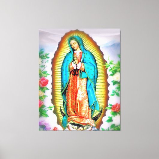 Onze dame van Guadalupe Floral Canvas Afdruk (Voorkant)