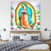 Onze dame van Guadalupe Floral Canvas Afdruk (Insitu (Slaapkamer))