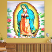 Onze dame van Guadalupe Floral Canvas Afdruk (Insitu (Woonkamer))