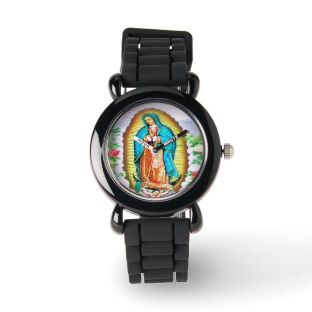 Onze dame van Guadalupe Floral Horloge (Voorkant)