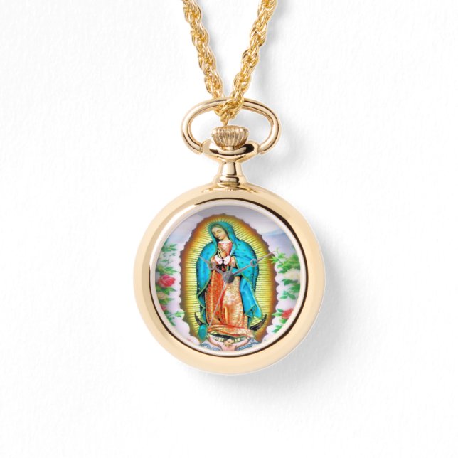 Onze dame van Guadalupe Floral Horloge (Voorkant)