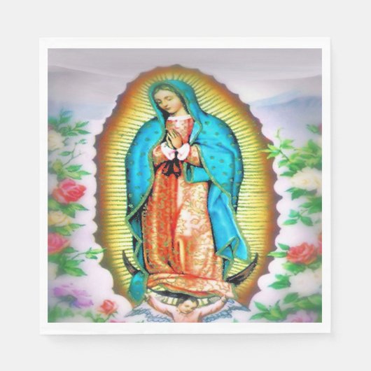 Onze dame van Guadalupe Floral Servet (Voorkant)
