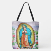 Onze dame van Guadalupe Floral Tote Bag (Achterkant)