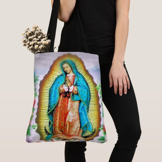 Onze dame van Guadalupe Floral Tote Bag (Dichtbij)