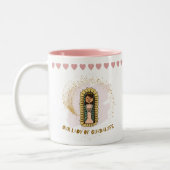 ONZE DAME VAN GUADALUPE KINDER MOK, WIT ROZE TWEEKLEURIGE KOFFIEMOK (Links)