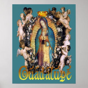 Onze dame van Guadalupe Maagd Mary & Angels Poster