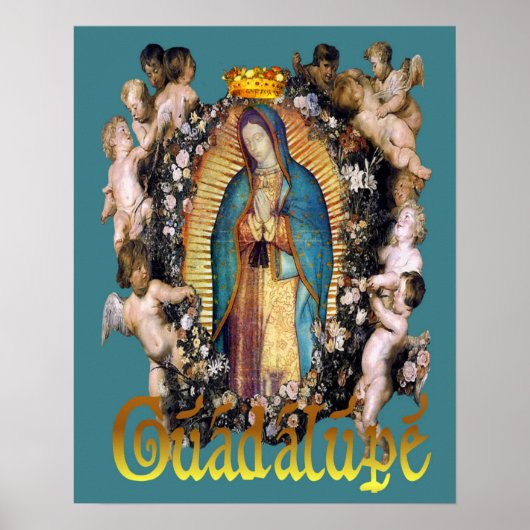 Onze dame van Guadalupe Maagd Mary & Angels Poster (Voorkant)