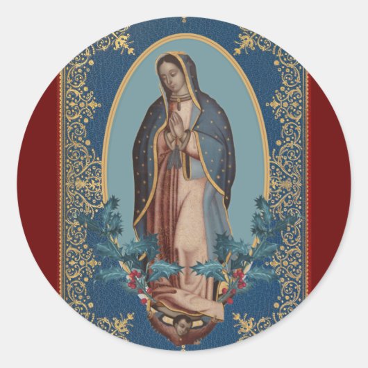 Onze dame van Guadalupe Maagd Mary Feliz Navidad Ronde Sticker (Voorkant)
