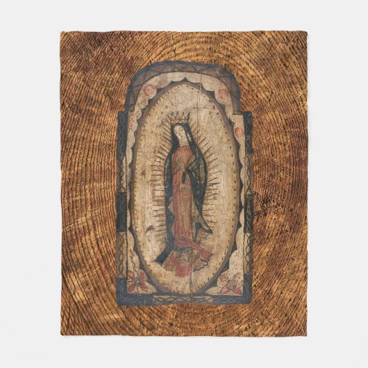 Onze dame van Guadalupe Maagd Mary Wood Kijk uit Fleece Deken (Voorkant)