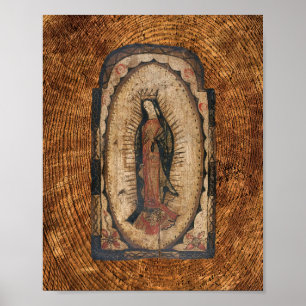 Onze dame van Guadalupe Maagd Mary Wood Kijk uit Poster