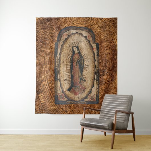 Onze dame van Guadalupe Maagd Mary Wood Kijk uit Wandkleed (In situ)