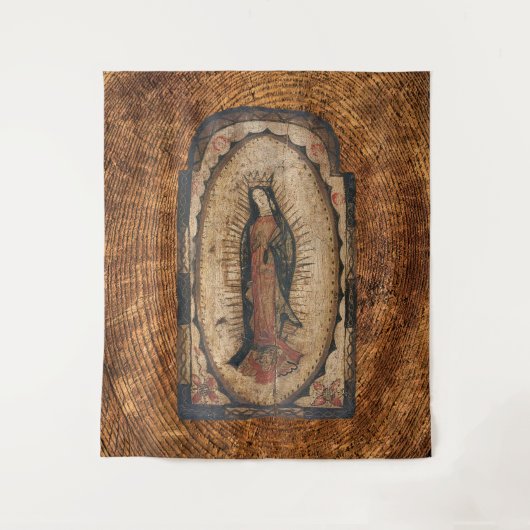 Onze dame van Guadalupe Maagd Mary Wood Kijk uit Wandkleed (Voorkant)