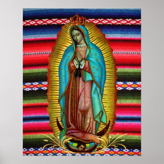 Onze dame van Guadalupe Maagd Mary Zarape katholie Poster (Voorkant)