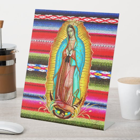 Onze dame van Guadalupe Maagd Mary Zarape katholie Reclamebord Met Voetstuk (Insitu)