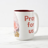 Onze dame van Guadalupe Mary Pink Rose Tweekleurige Koffiemok (Voorkant rechts)