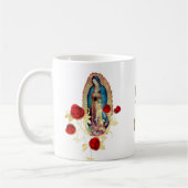 Onze dame van Guadalupe Mary Red Rose Koffiemok (Links)