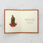 Onze dame van Guadalupe met Kerstmis Poinsettia Feestdagen Kaart (Binnen)