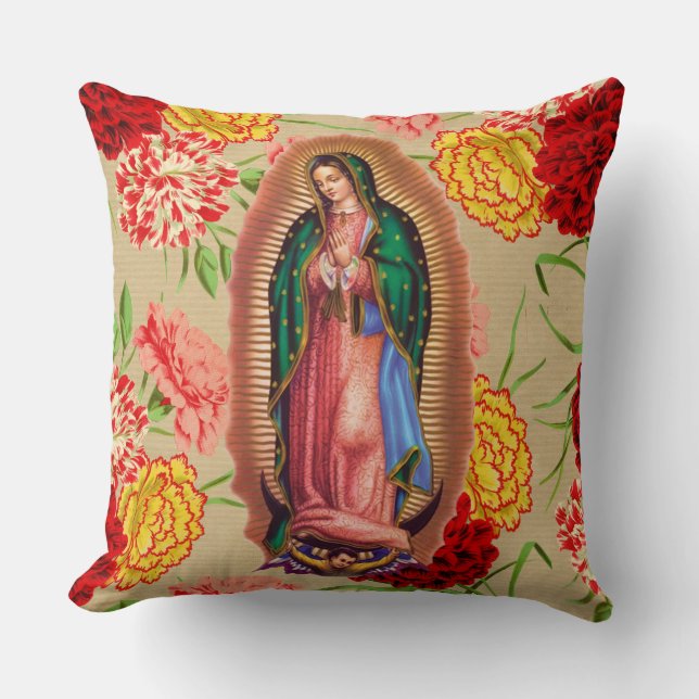 Onze dame van Guadalupe Mexicaanse Maagd Mary Sain Kussen (Voorkant)