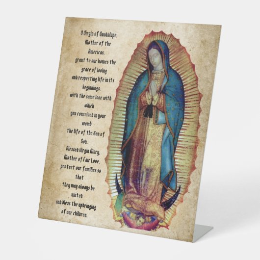 Onze dame van Guadalupe, Nuestra Señora de Guadalu Reclamebord Met Voetstuk (Voorkant)