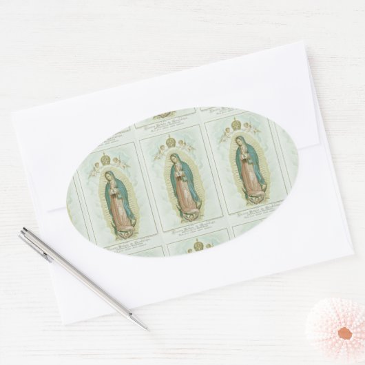 Onze dame van Guadalupe Ovale Sticker (Envelop)