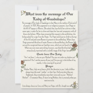 Onze dame van Guadalupe Prayer Kaart