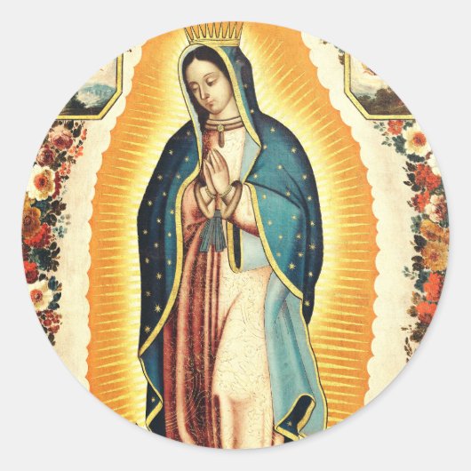 Onze dame van Guadalupe Ronde Sticker (Voorkant)