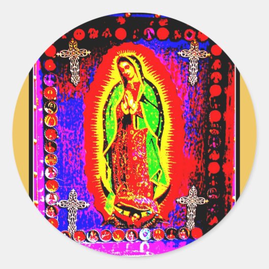 Onze dame van Guadalupe Ronde Sticker (Voorkant)