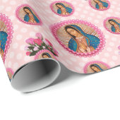 Onze dame van Guadalupe roze rozen Cadeaupapier (Rol Hoek)